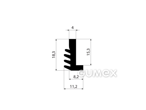"L" Gummiprofil, 18,3x11,2/3mm, 70°ShA, EPDM, -40°C/+100°C, schwarz, 